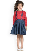 Branyork Blue Self-Design Dungaree Dress