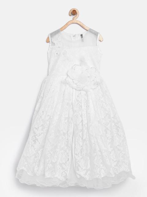 Branyork White Lace Fit and Flare Dress