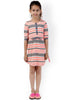 Branyork Grey & Coral Orange Striped A-Line Dress