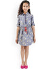 Branyork Blue Printed Shirt Dress