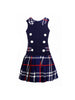 Branyork Navy Checked Drop-Waist Dress