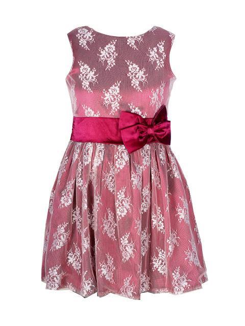 Branyork Maroon Lace A-Line Dress