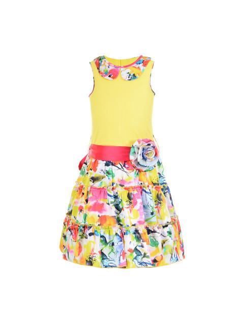 Branyork Yellow Printed A-Line Dress