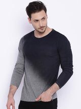 Daneaxon Grey & Black Round Neck T-shirt