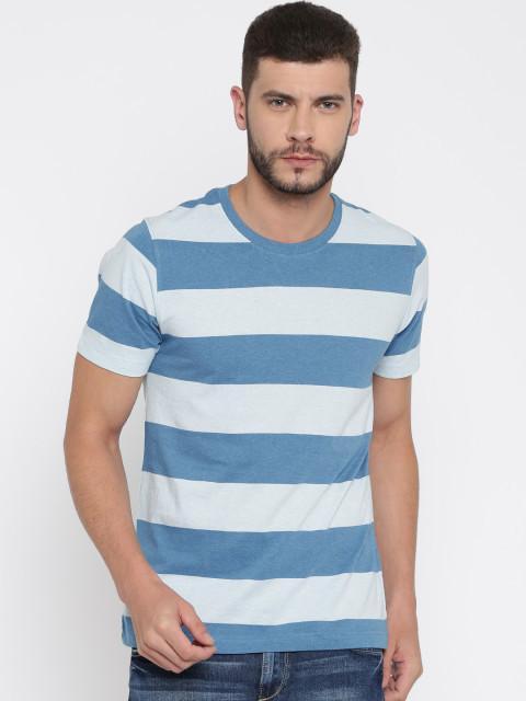 Daneaxon Blue & White Striped T-shirt