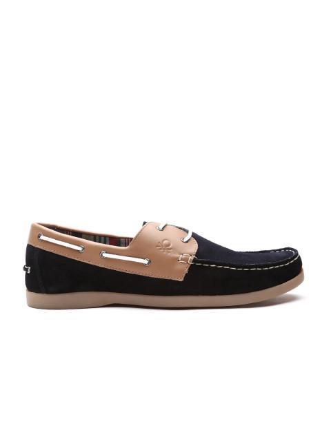 Fastalas Black & Beige Colourblocked Suede Boat Shoes