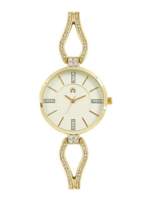 Arumkick Pearly White Studded Analogue Watch