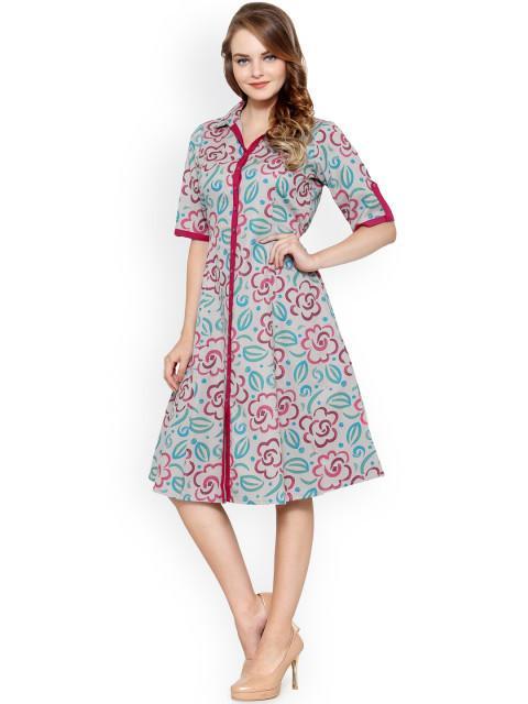 Rosyalps Grey Printed Shirt Dress