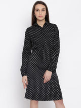 Rosyalps Black Polka Printed Shirt Dress