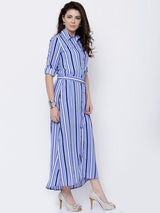 Rosyalps Blue & White Striped Shirt Dress