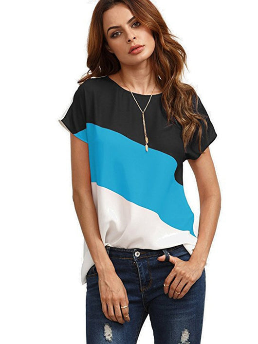 Harajuku T shirt Women Color Block Chiffon